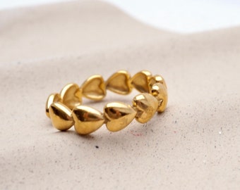 Golden heart ring made of stainless steel, gift for women, Valentine's Day gift