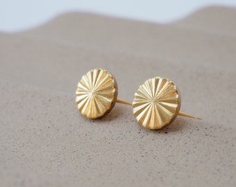 Golden mini stud earrings round, tiny stud earrings, second ear hole, gift for her