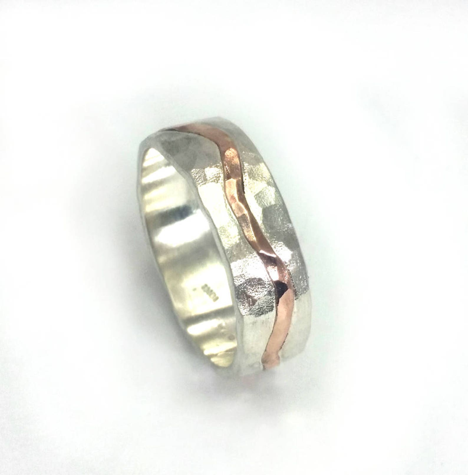 Men Ring, Organic Men's Wedding Band, Asymmetric Sterling Silver Band ...