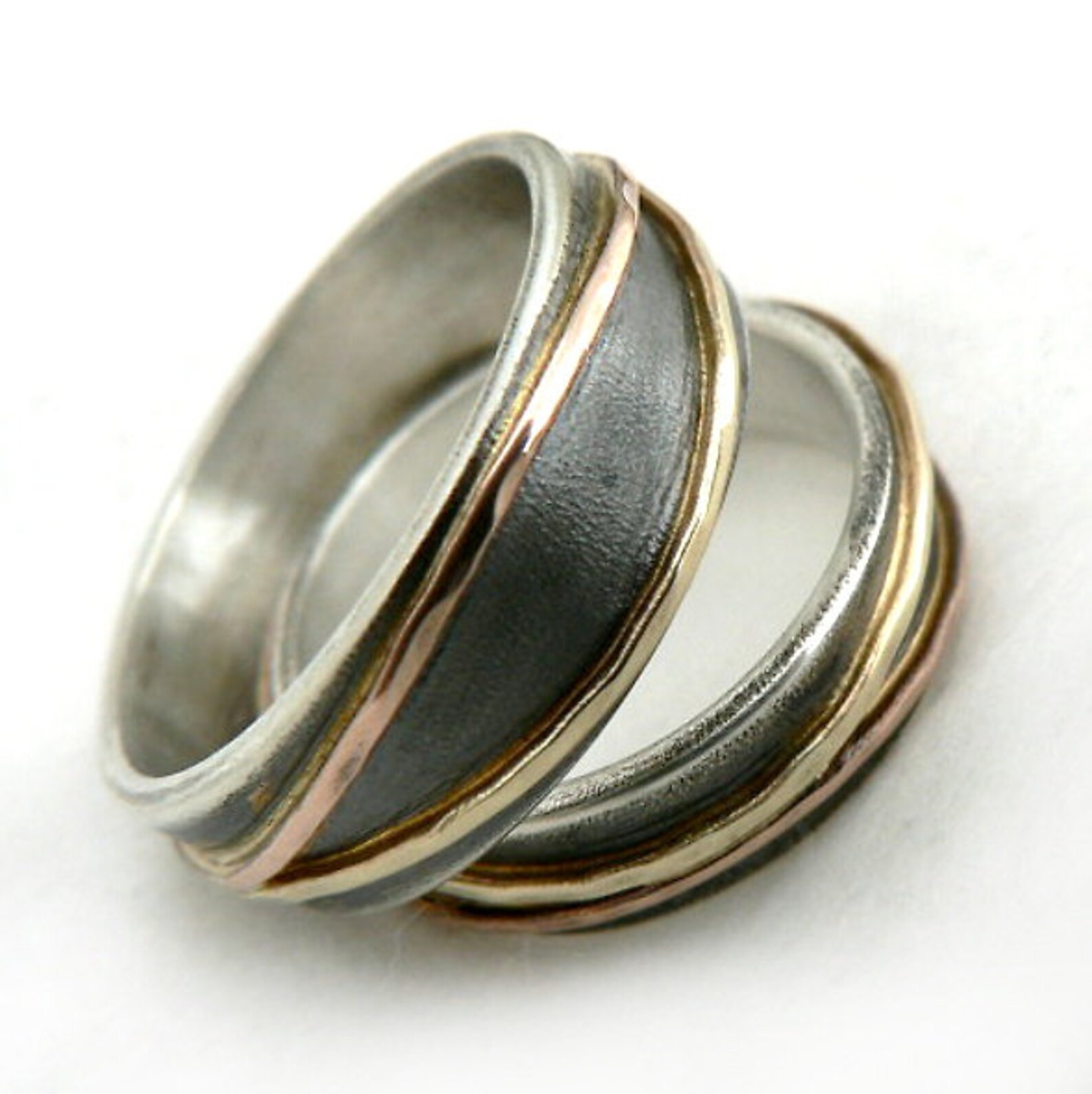 Elegant and Unusual Wedding Ring Set Oxidized Silver Base Etsy