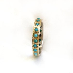 Turquoise gentle ring, something blue engagement ring, gorgeous sterling silver and gold set with turquoise, unique turquoise ring, ilan