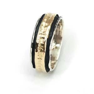 Men's massive wedding ring, robust and sturdy band, oxidized sterling silver, masculine ring, unusual gold wedding band, his band, Ilan Amir