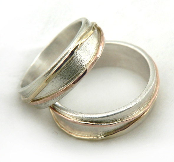 Brush Finish 2 Tone Promise Ring