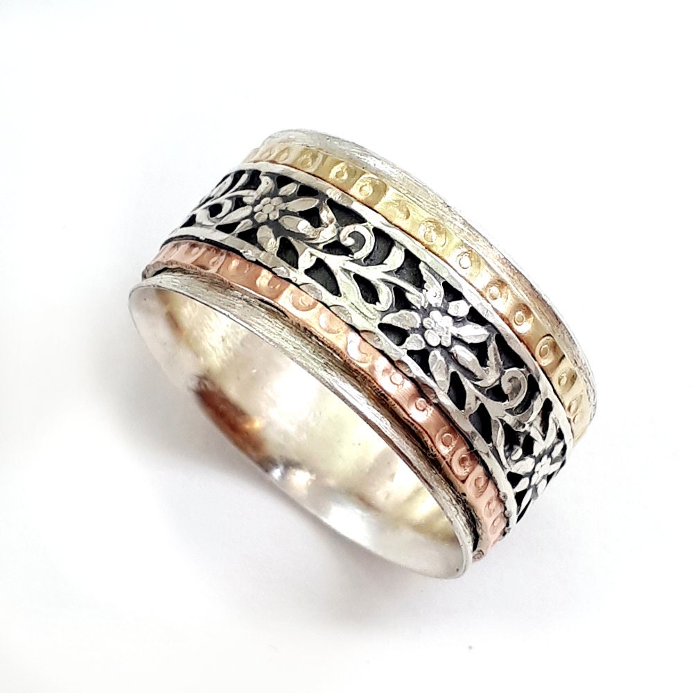 2024年激安 Ring Semiwide With Band Spinning Gold Tone Two Spinner, Wide アクセサリー