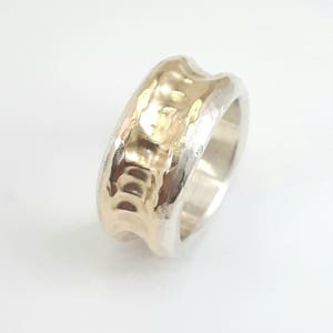 massive gold Hochzeit Band, Classic breit Silber und Gold Hochzeit Band, massive gold Hochzeit Band, unisex Ehering-ilanamirjewelry