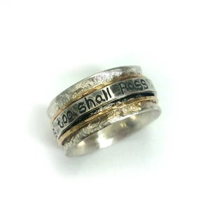 Engraved spinner ring, personalized engraving, silver and gold spinners, worry ring, meditation ring, your personal motto or watchword
