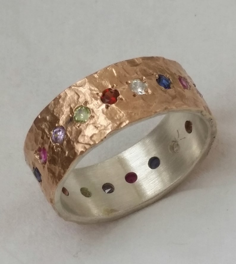 Hammered Artificial Ring with Multicolor Stones jltr0255