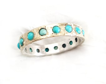 Gorgeous turquoise engagement ring, most popular ring, sterling silver and gold set with turquoise, "something blue" engagement ring