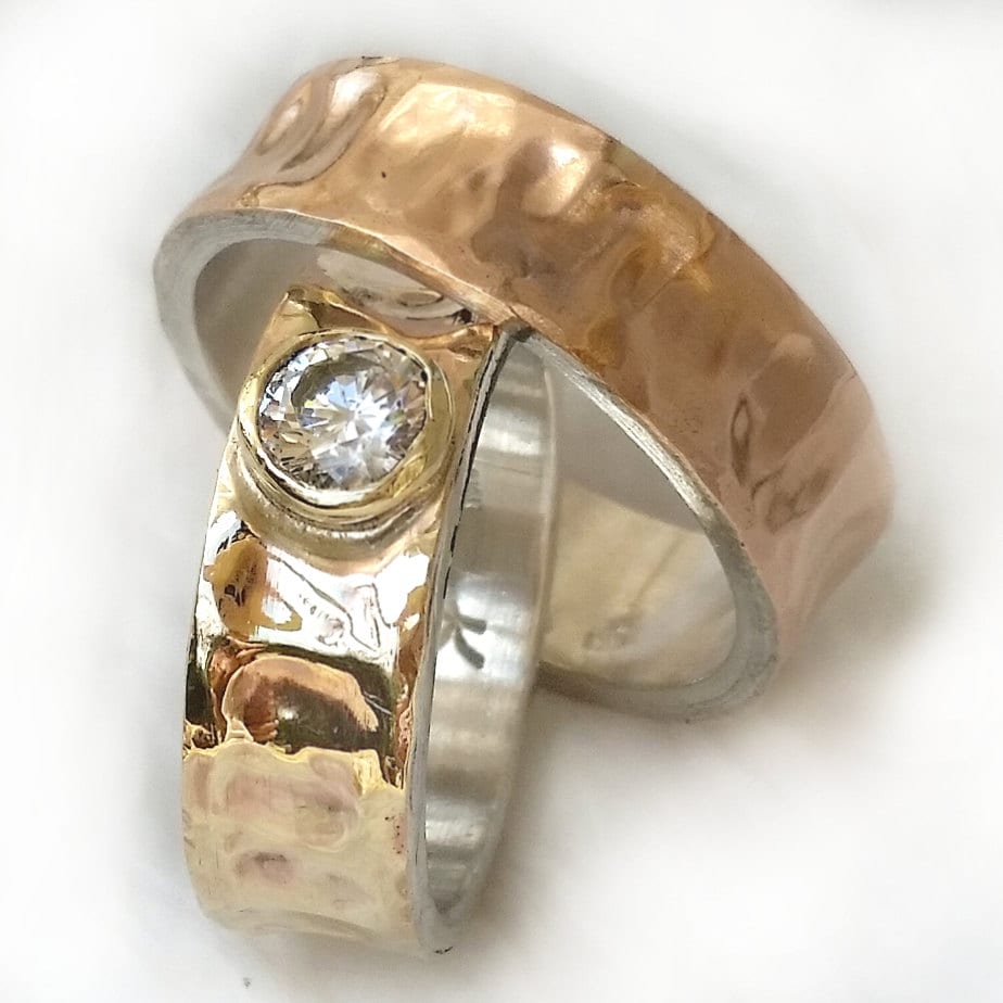 Spring promise rings similar but not matching bands two tone | Etsy