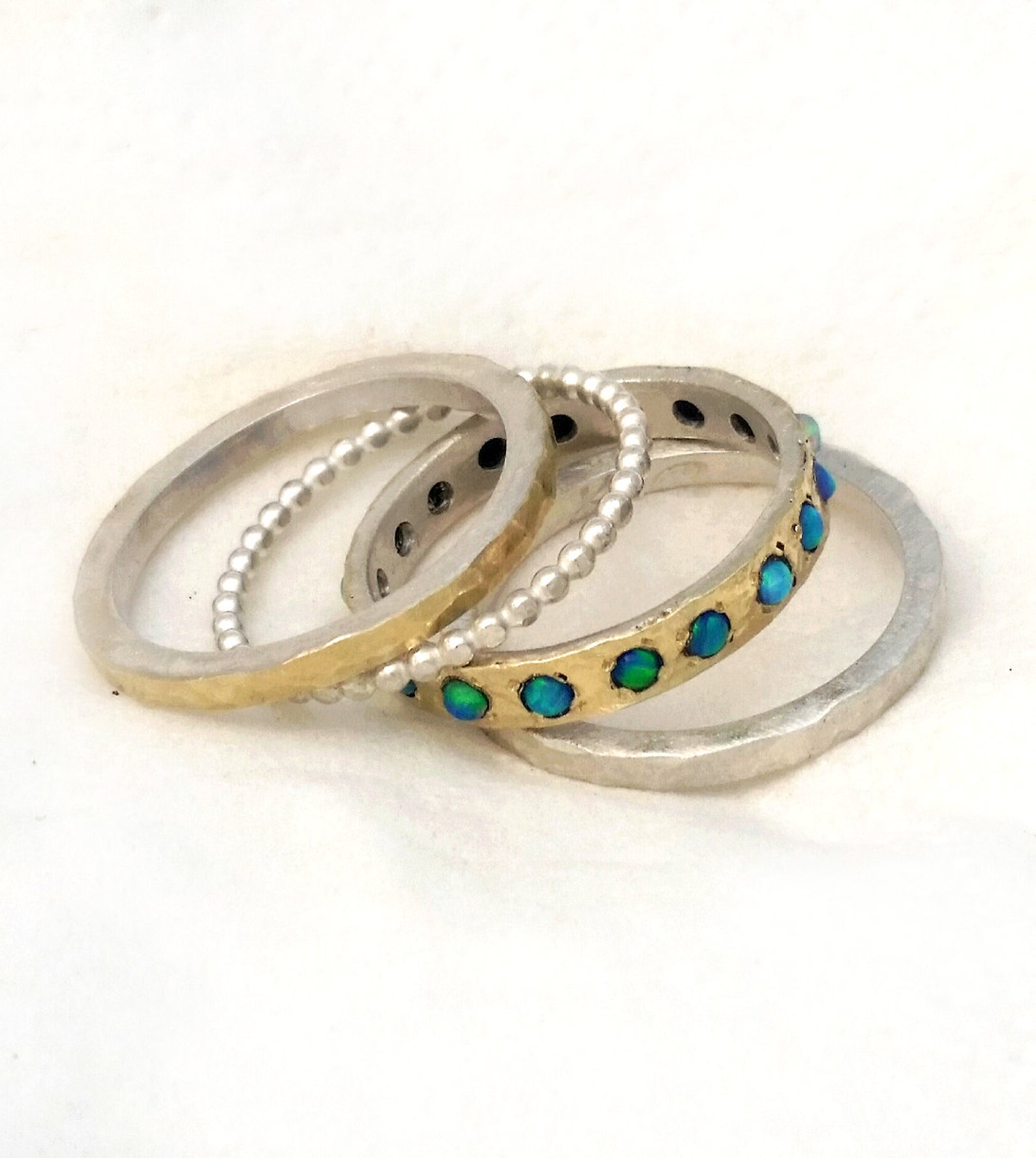 Opal stacking rings can be worn separately mix and match | Etsy