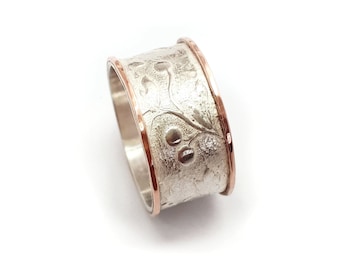 Filigree design wedding ring, flower and leaf women's wedding ring, Ilan Amir Jewelry