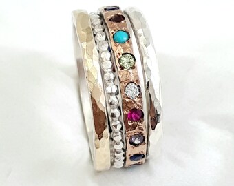 Opal stacking rings can be worn separately mix and match | Etsy