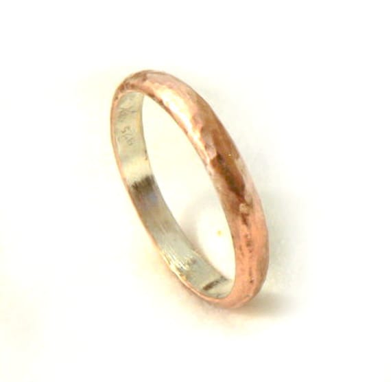 Classic men's wedding ring hammered rose gold unisex Etsy