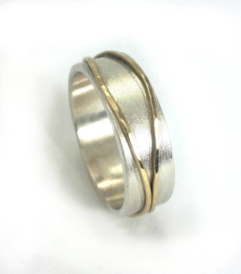 Men s Wedding Ring Men s Wedding Band Sterling Silver Band With Two