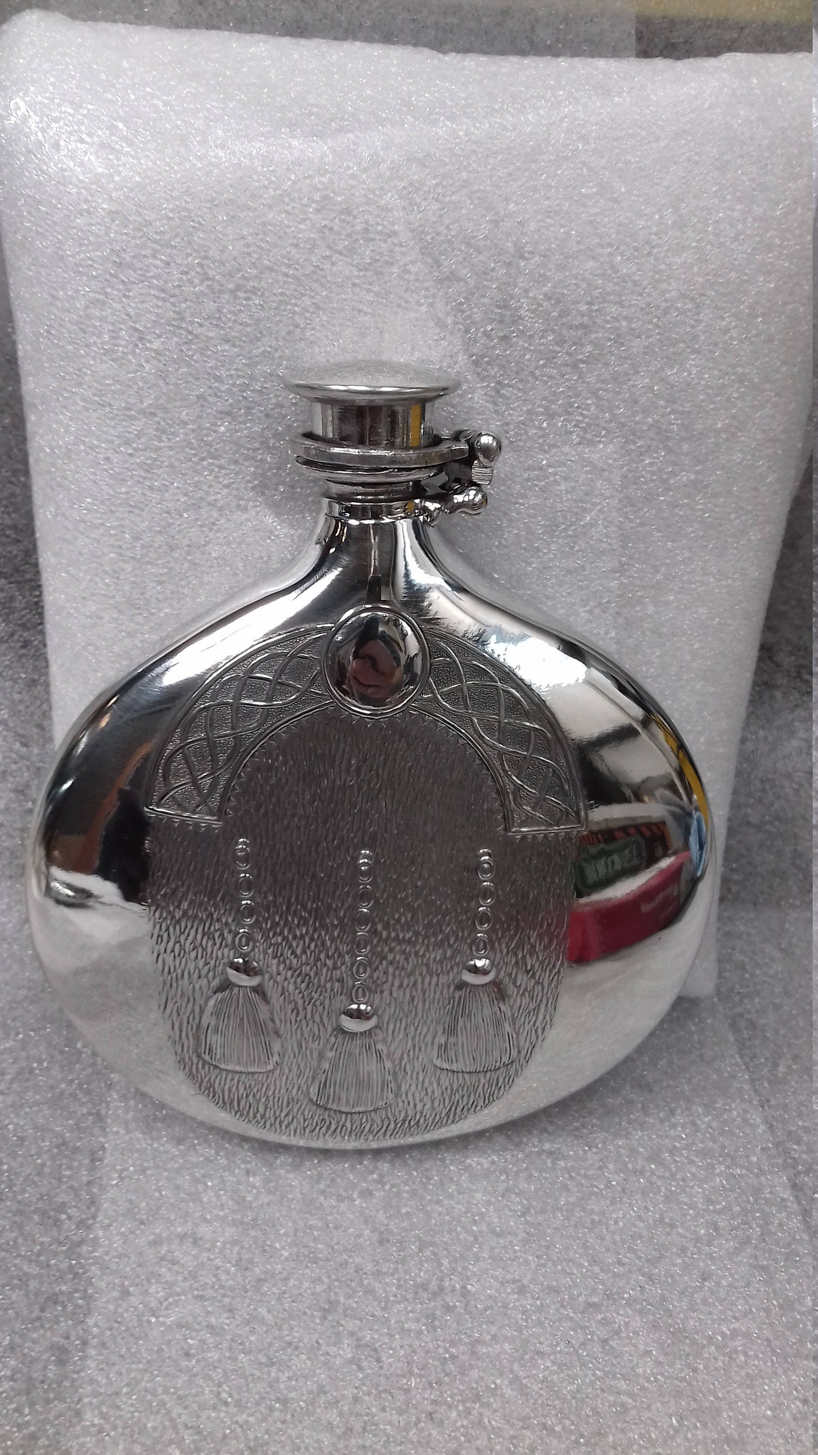 6oz Original Sheffield Pewter Sporran Flask Embossed in a Etsy