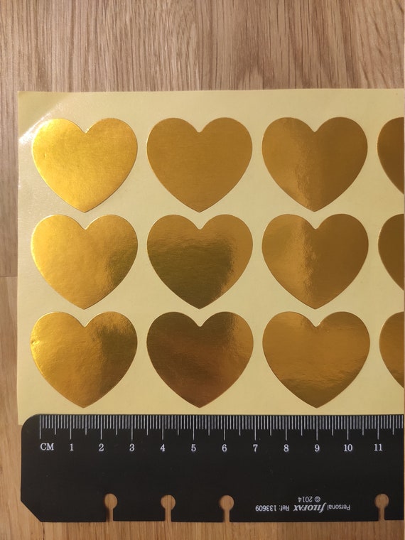 12 Hearts Gold Stickers Paper Paper Etsy