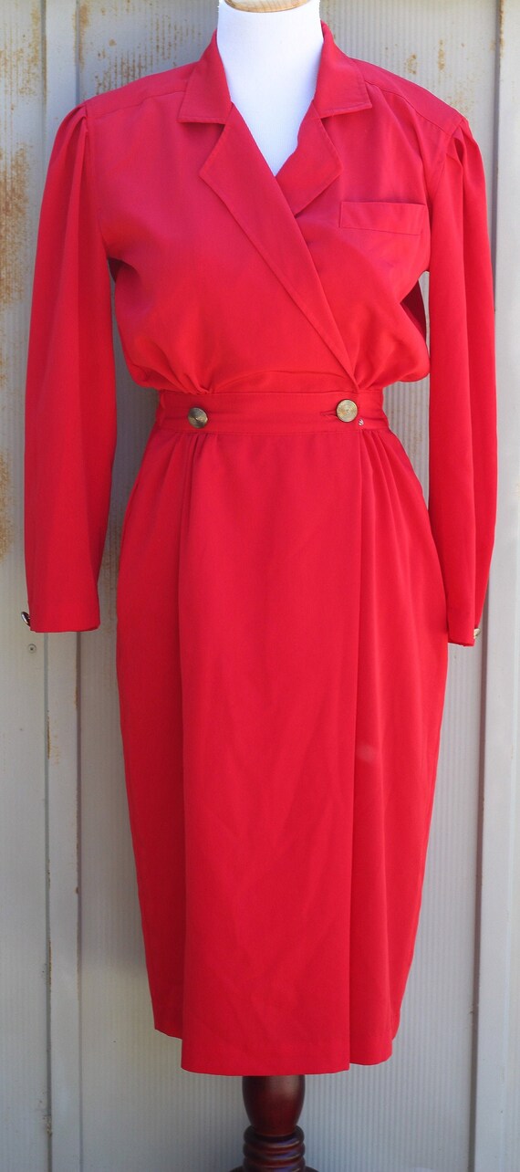 1980s vestido rojo Vintage Blazer vestido vestido casual | Etsy México