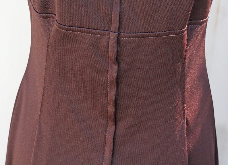 Floor Length Polyester Dress Boho Bohemian Dress Vintage Gown Simple 1970s Dress Hippie Dress Indie Dress 70s Brown Maxi Dress