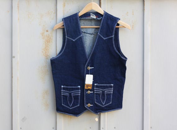 Deadstock Denim Vest for Men - Men's Extra Small B