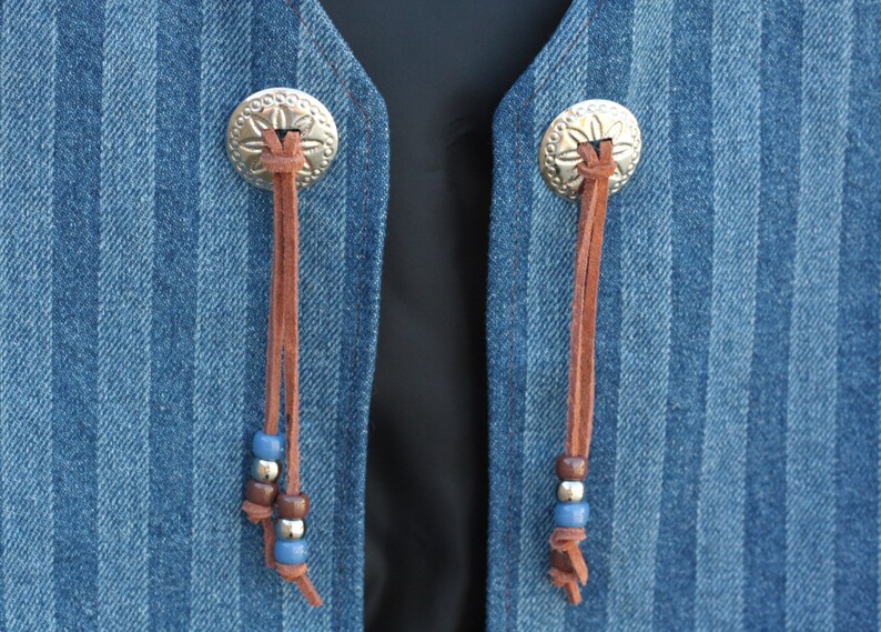 Bohemian Vest Outlaw Hippie Rodeo Vest Cropped Denim Vest Boho Western Vest Vintage Concho Vest Southwestern Vest Cowgirl Vest