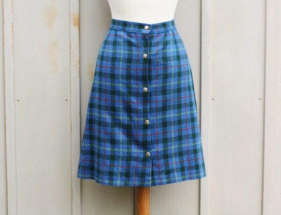 Blue Plaid Skirt - A Line Tartan Skirt - Schoolgir