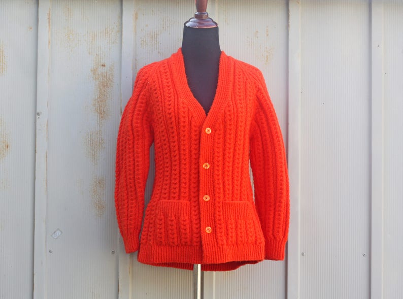 orange cardigan sweater