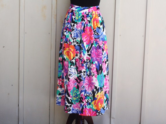 80s Alfred Dunner Skirt Floral SkirtPastel Skirt
