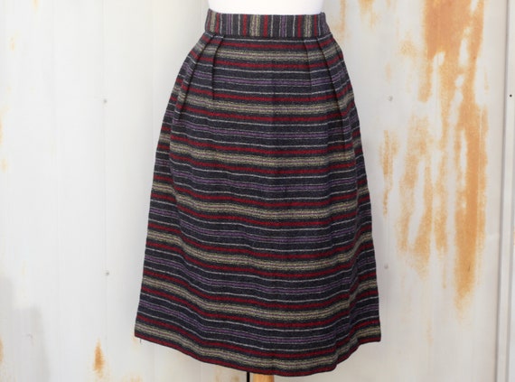 1950s Skirt and Scarf Set - Vintage Striped Skirt