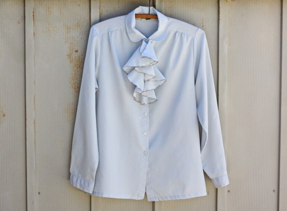 light blue ruffle shirt