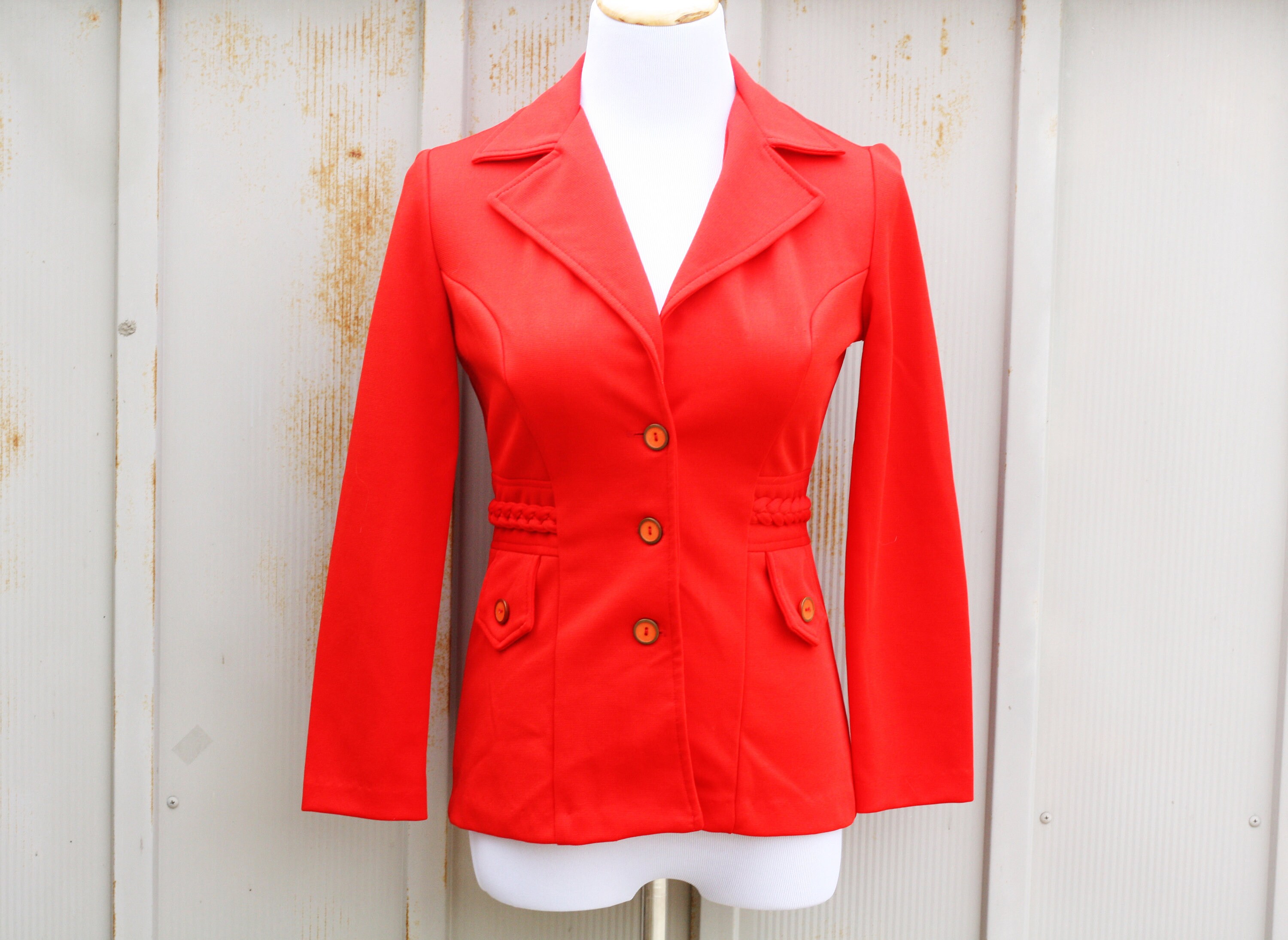 Vintage Red Blazer 70s Jacket for Women 