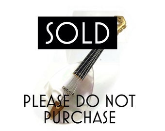 RESERVED FOR MG - Vintage West German, Mandolin Brooch, Guitar, Mother of Pearl, Gold Tone