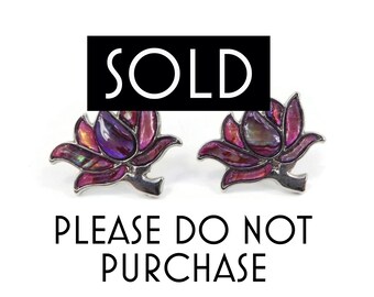 RESERVED FOR F - Vintage DURI, Pink Flower Earrings, Abalone, Silver Tone, Posts, Signed