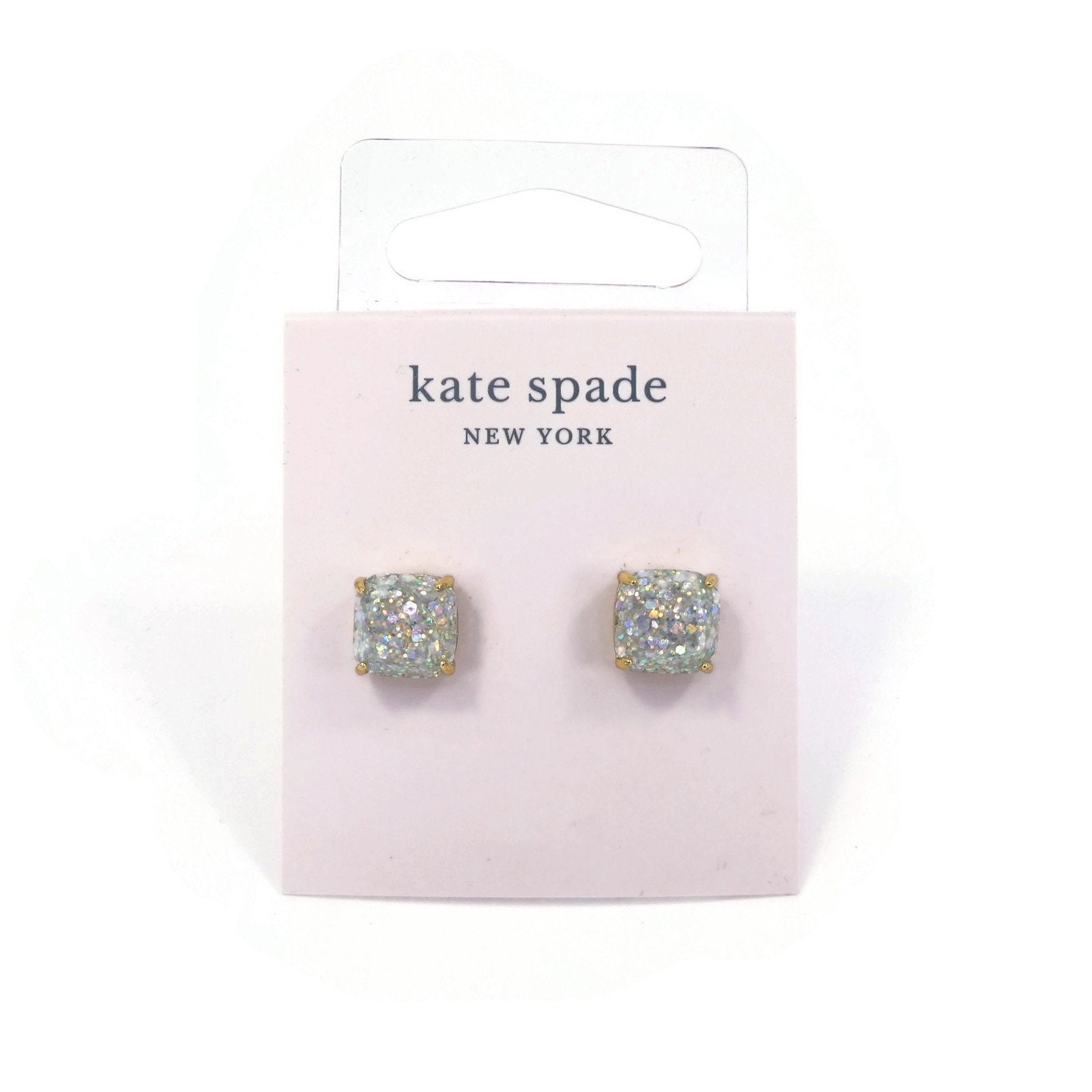 Kate spade small square glitter stud earrings sale