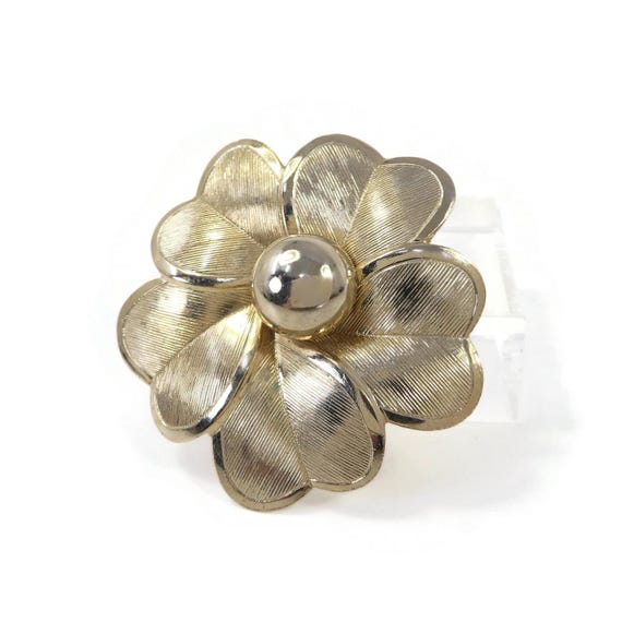 Broche Ou Clip Pour Foulard En Laiton Doré - Diamètre 35 Mm - Style Vintage Ouvragé - Occasion