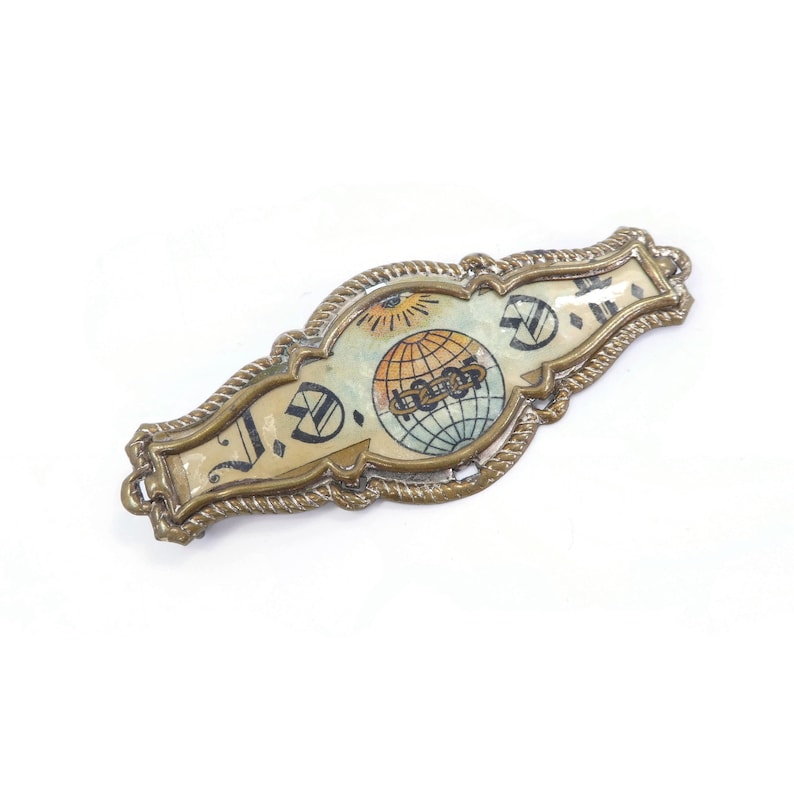 Vintage, Whitehead & Hoag Co, Odd Fellows Pin, Brooch, All Seeing Eye, Ribbon Holder, Celluloid, Unsigned image 2