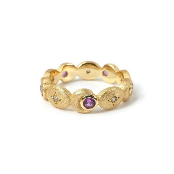 Sterling Silver, Ruby Band, Ring, Cubic Zirconia,… - image 1