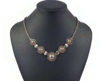 Vintage Ethnic Sterling, Dome Links Necklace, Chain