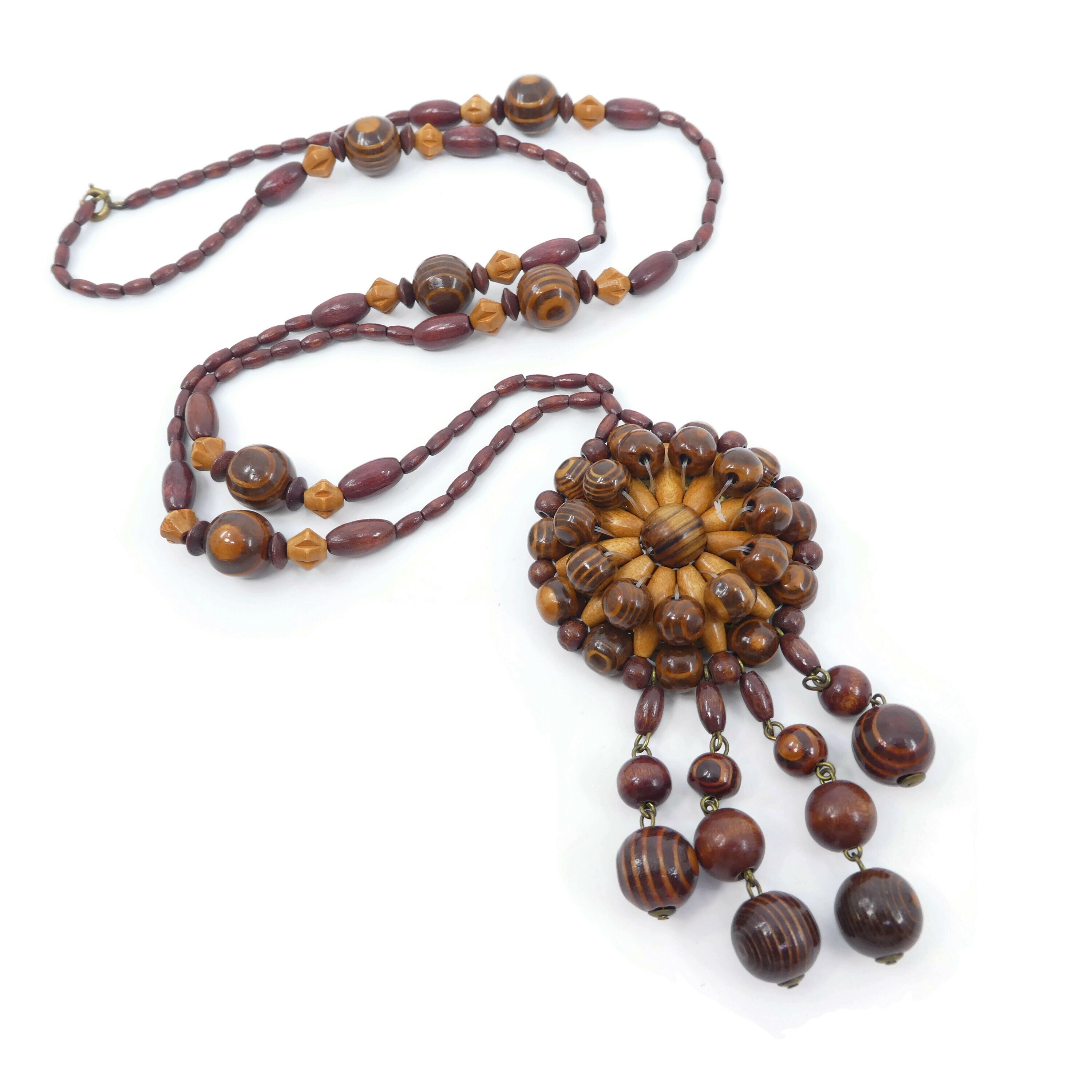Vintage style Seed Bead Collar Long Black Floral Bead Tassel Necklace flower 