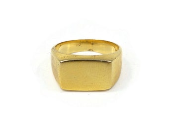 Vintage Signet Ring, ID, Gold Tone, Size 5.25