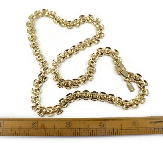 Vintage REVLON, Links Necklace, Gold Tone, Signed - image 6
