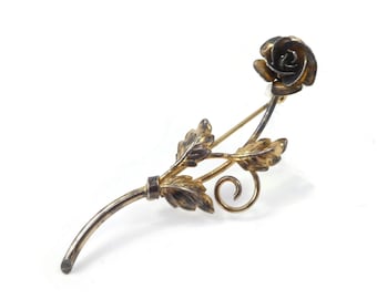 Vintage Rose Brooch, Gold Wash, Signed, Bond Boyd Sterling