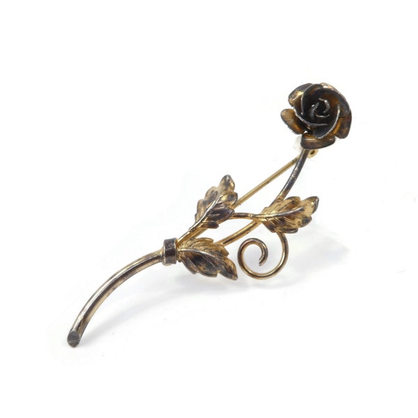 Vintage Rose Brooch, Gold Wash, Signed, Bond Boyd Sterling