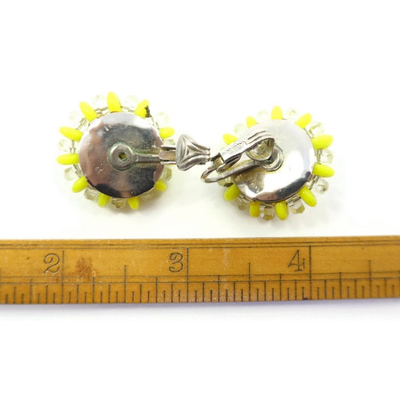 Vintage LAGUNA, Yellow Glass Bead, Earrings, Clea… - image 3