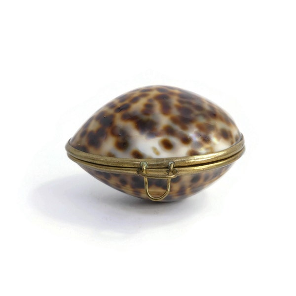Vintage, Antique, Leopard Shell, Rosary Case, Gold Tone