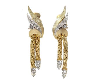 Boucles D'oreille Clips Vintage - Fleur En Relief Blanc Et Bleu, Modèle 3916, Occasion