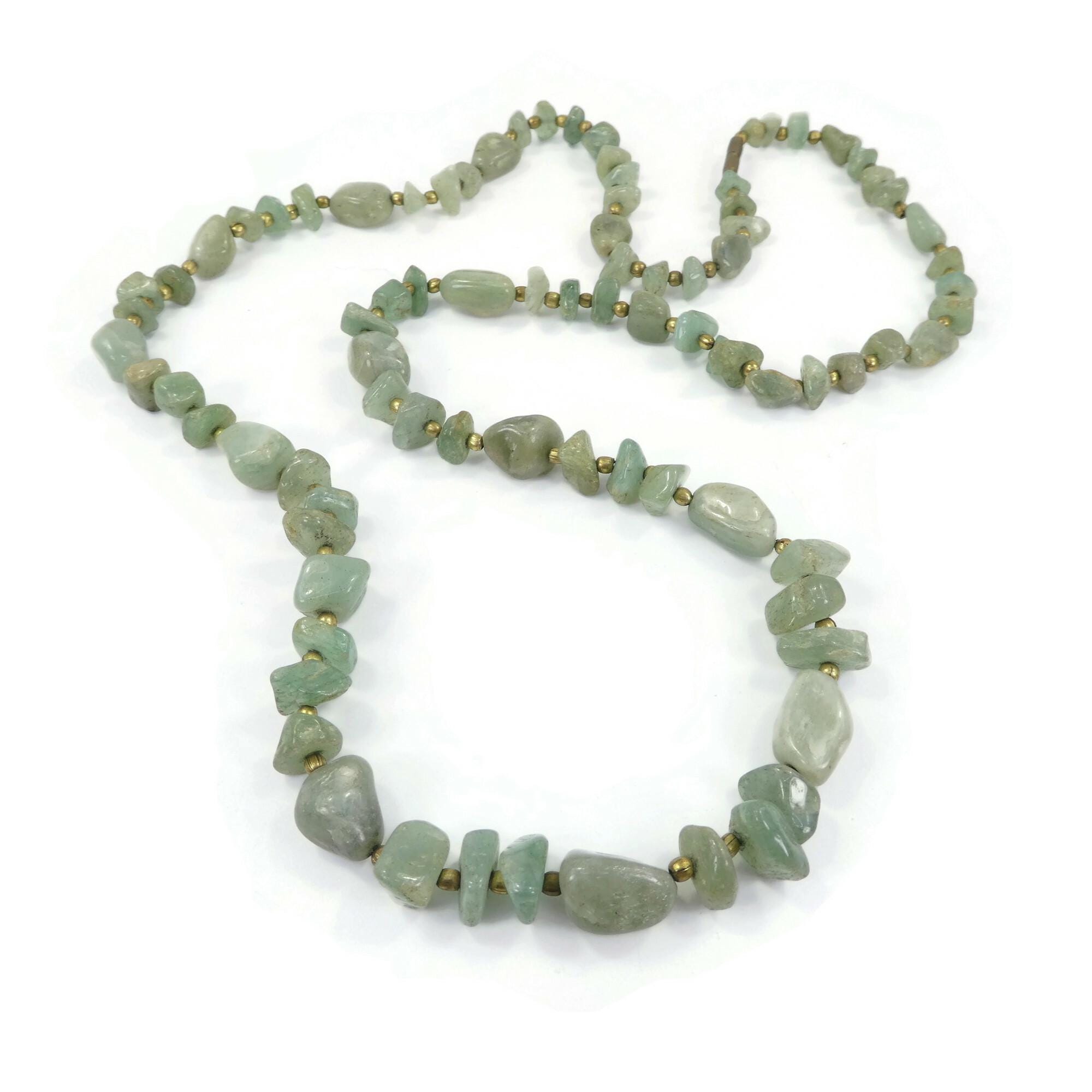 Collier en Argent 925 doré Or jaune 18k assemblé d'Aventurine verte, P – Maison Di Giorgio