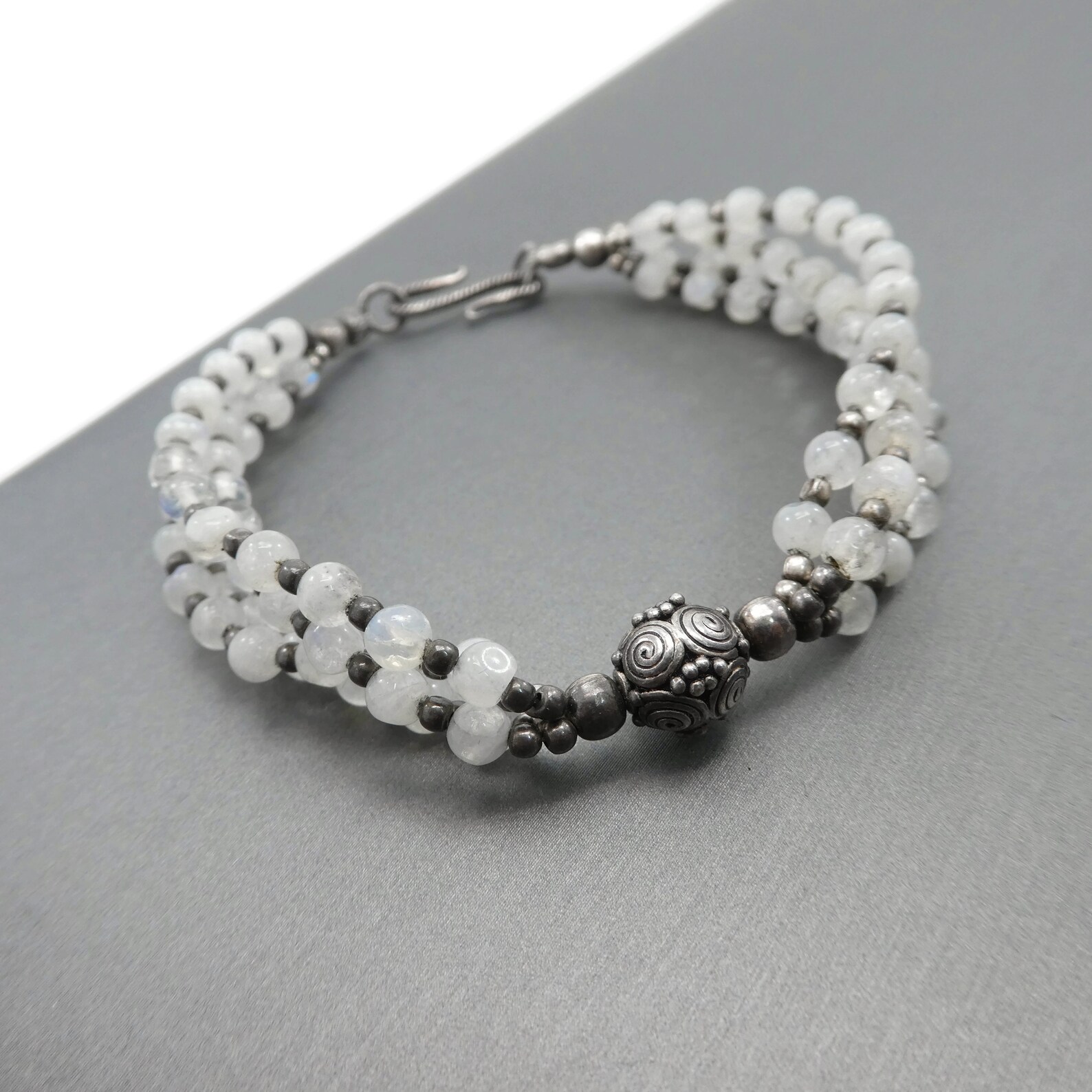 Vintage Moonstone Bead Bracelet Four Strands Hook Clasp | Etsy