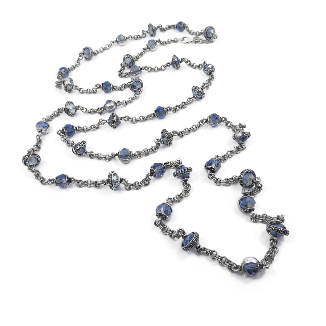 Vintage PREMIER DESIGNS Blue Glass Bead Necklace Etsy