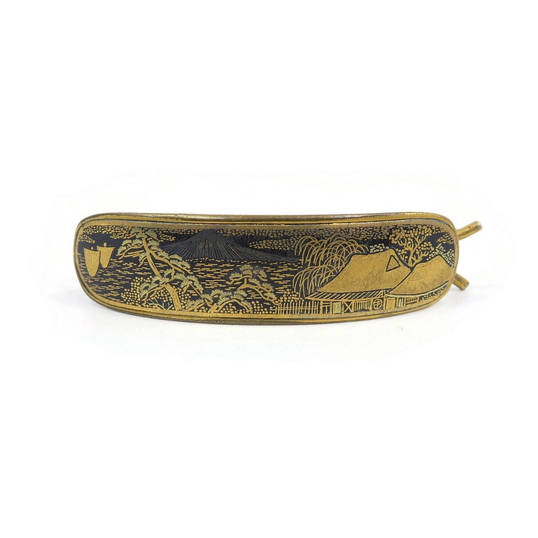 Vintage Japanese Damascene Barrette Hair Clip Mount Fuji Etsy