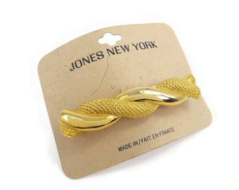 Vintage, JONES NEW YORK, Hair Barrette, French Clip, Gold Tone, Made in France, Original Card
